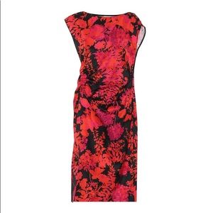 Dries Van Notan Red Floral MIDI Dress